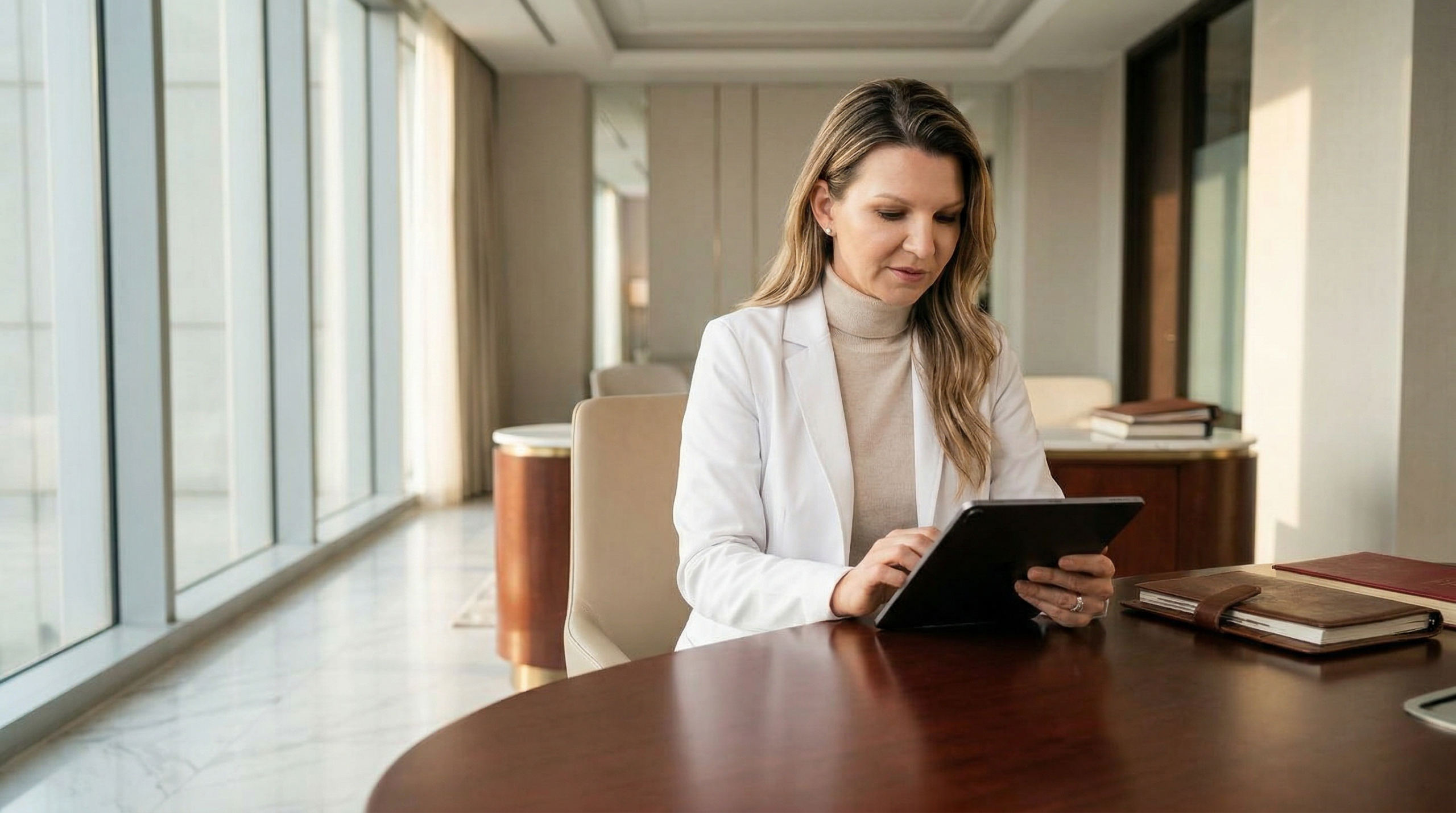 Modern blood pressure cuff on a marble surface representing cardiovascular health.