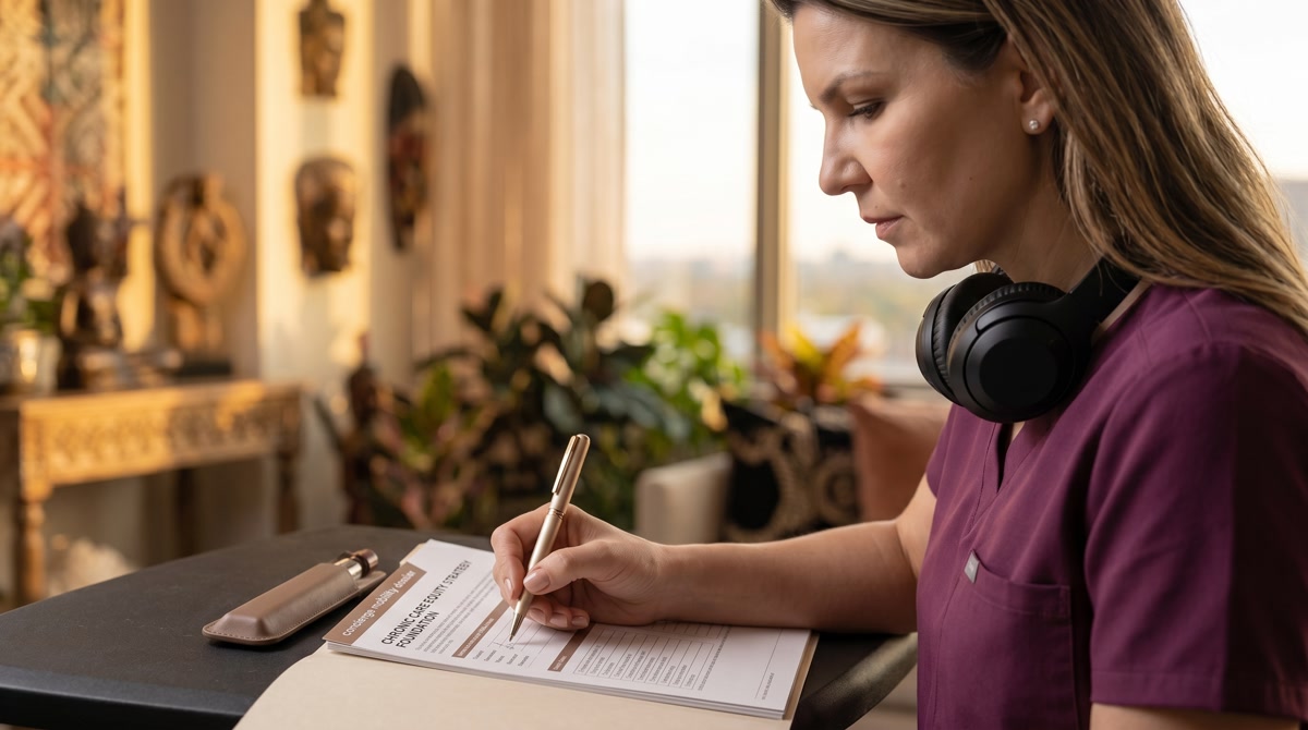 Organized health journal and stethoscope representing caregiver medical advocacy